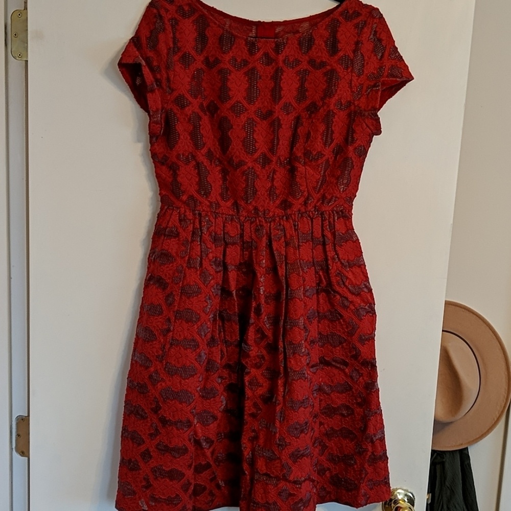 Red Jacquard dress